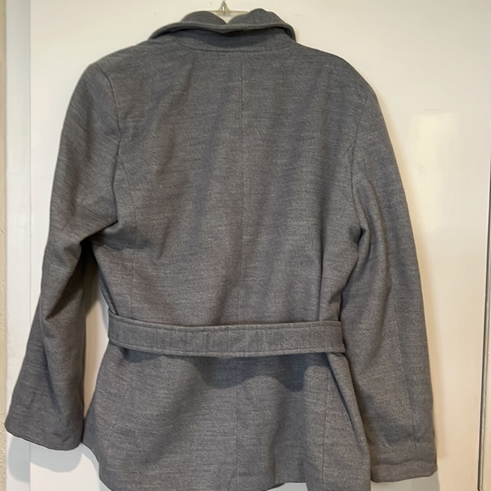 Grey Open Front Belted Jacket - image 5